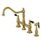 Kingston Brass KS3277PKLBS Duchess Bridge Kitchen Faucet W/Brass Sprayer, Brass KS3277PKLBS - alternate 1